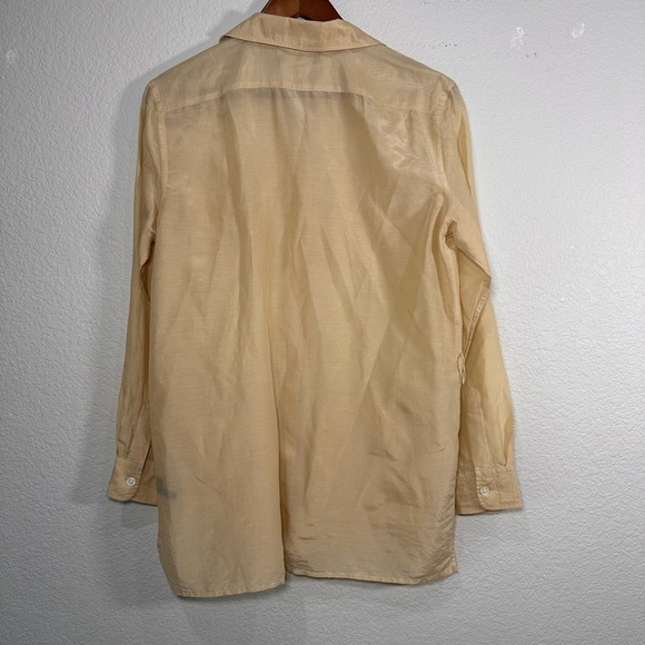 Lauren Ralph Lauren Silk Blend Beige Button-Up Shirt with Pockets Medium - Picture 4 of 6
